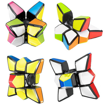 Tanch Magic Spinner Cube 2 In 1 Stickerless Brain Teasers Magic Puzzle Spinning Top Cube Rotatable Stress Relief 1X3X3 Finger Speed Cube Floppy Anti-Anxiety Fidget Toys Game For Kids Adults