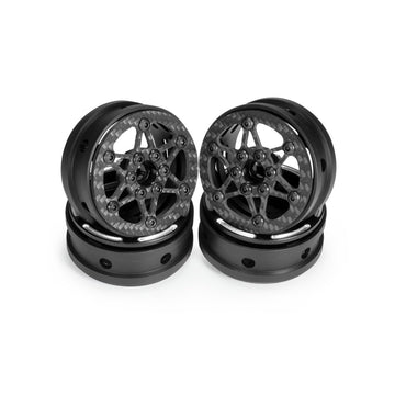 SCX10 TRX4 1.9 Inch RC Crawler Carbon Fiber Wheels Rims, 4PCS Beadlock Wheels Carbon Fiber Wheel Rimsfor 1/10 RC Crawler Cheater