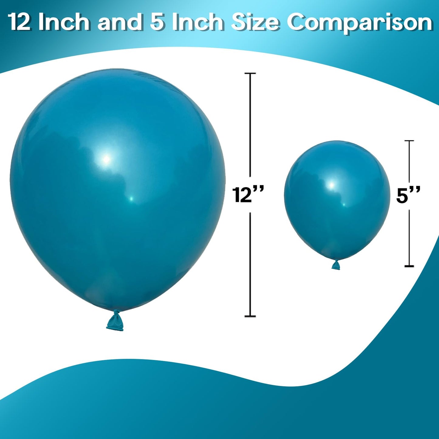 Jobkoo Peacock Blue Balloons 5 Inch, 60Pcs Small Turquoise Balloon Teal Blue Latex Balloons 5'' Mini Matte Dark Teal Aqua Blue H