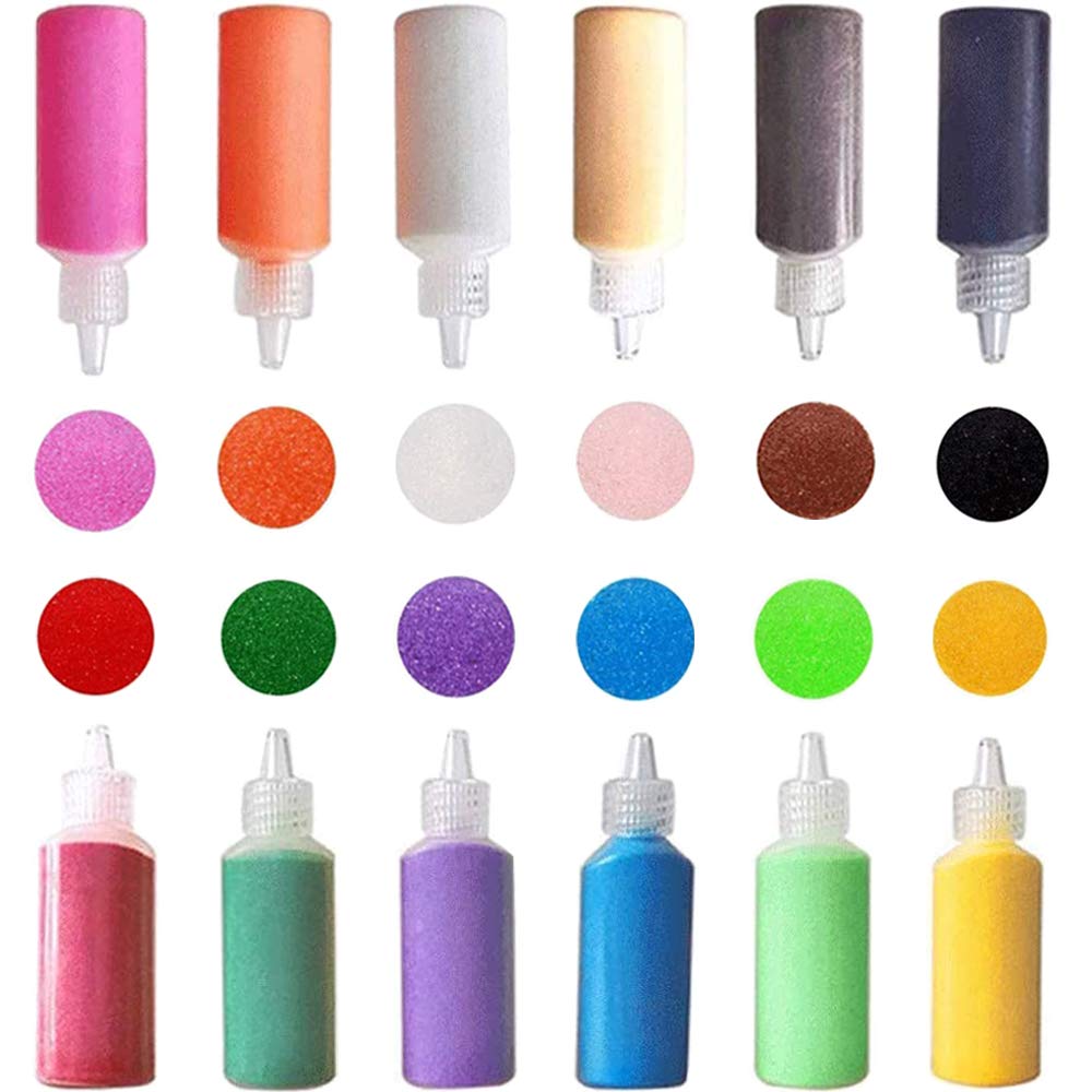 12 PCS Art Sand,1.25oz Bottles DIY Arts and Crafts Kit,Scenic Sand for Kids Arts & Crafts,Terrarium Sand Play DIY Drawing Sandb