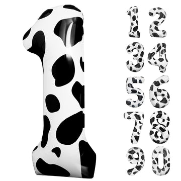 Lebery Cow Print Balloon 40 Inch Cow Print Number 1 Balloon, Black White Large Number Balloons For Holy Cow Im One Birthday Party, Cowgirl Theme Number Balloon For 1St Birthday Farm Animal Decor