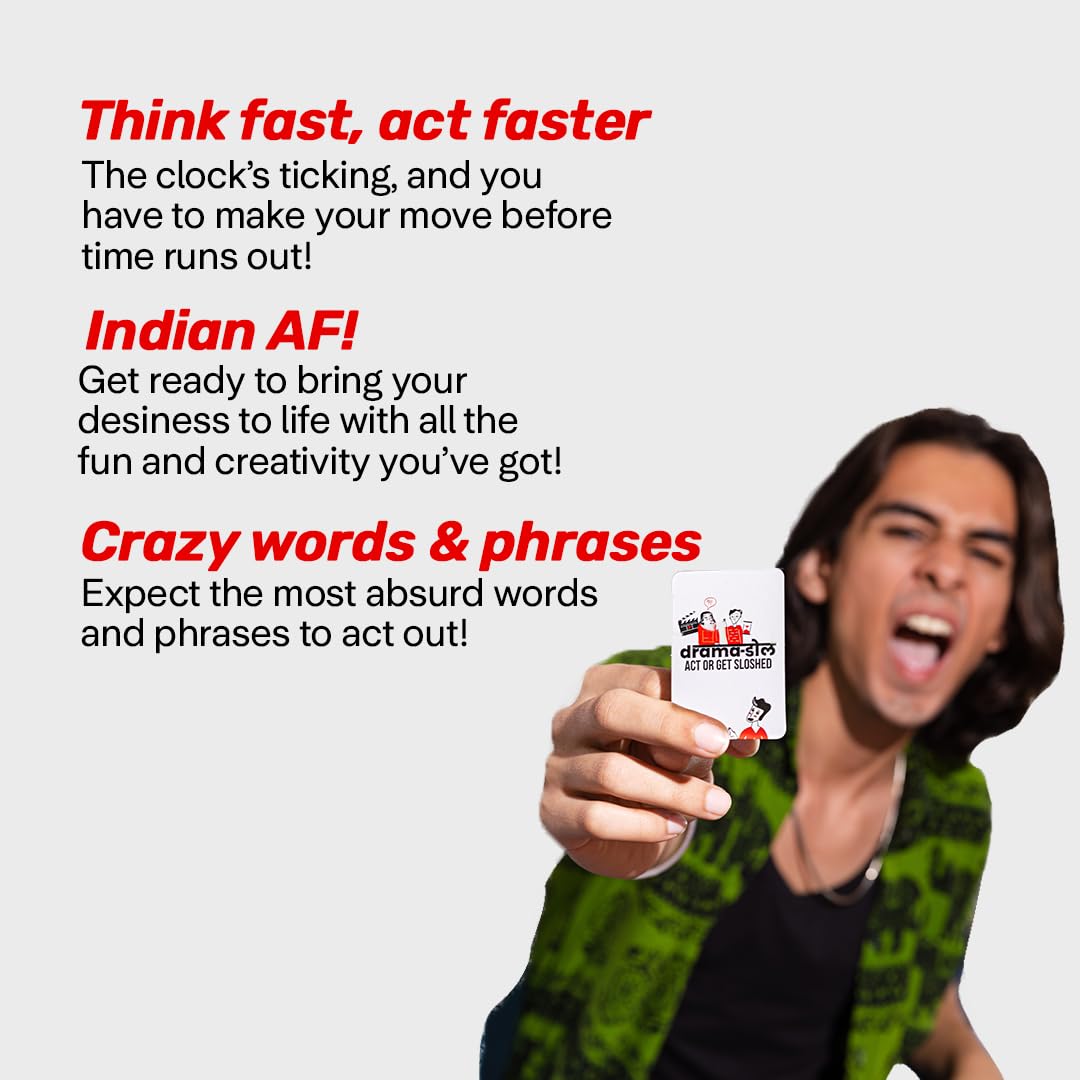 Dring Dramadol - Act or Get Sloshed (150 Cards | Multicolur) - The Wildest House Party Game of India for Adults | Super Fun Card