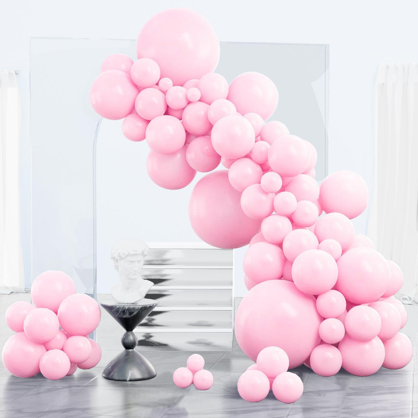 Partywoo Pastel Pink Balloons, 85 Pcs Pink Balloons Different Sizes Pack Of 18 Inch 12 Inch 10 Inch 5 Inch Baby Pink Balloons For Balloon Garland Balloon Arch As Birthday Party Decorations, Pink-Q05