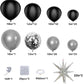 Black And Silver Balloons Garland Arch Kit, 146Pcs Metallic Silver And Black Balloons With Silver Exploding Star Foil Balloons F