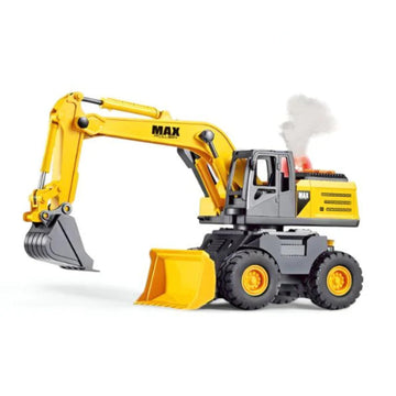 Crackles 2-In-1 Jumbo Excavator & Bulldozer Toy - Friction Powered Construction Vehicle With Real Smoke Effect, Lights, Sounds &