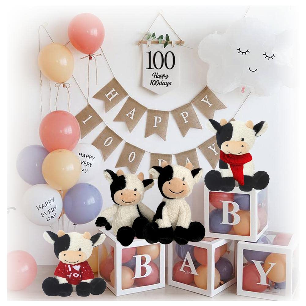 Zxmbeddings 11.8'' Small Cow Stuffed Animal,Cute Cuddle Cow Plush Party Decor Gifts For Kids