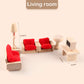 5 Set Dollhouse Furniture Accessories Wooden Bathroom/Living Room/Dining Room/Bedroom/Kitchen House 6 Family Doll Decoration Pretend Play Kids Christmas Birthday Gifts For Girls Toys 40 Pcs