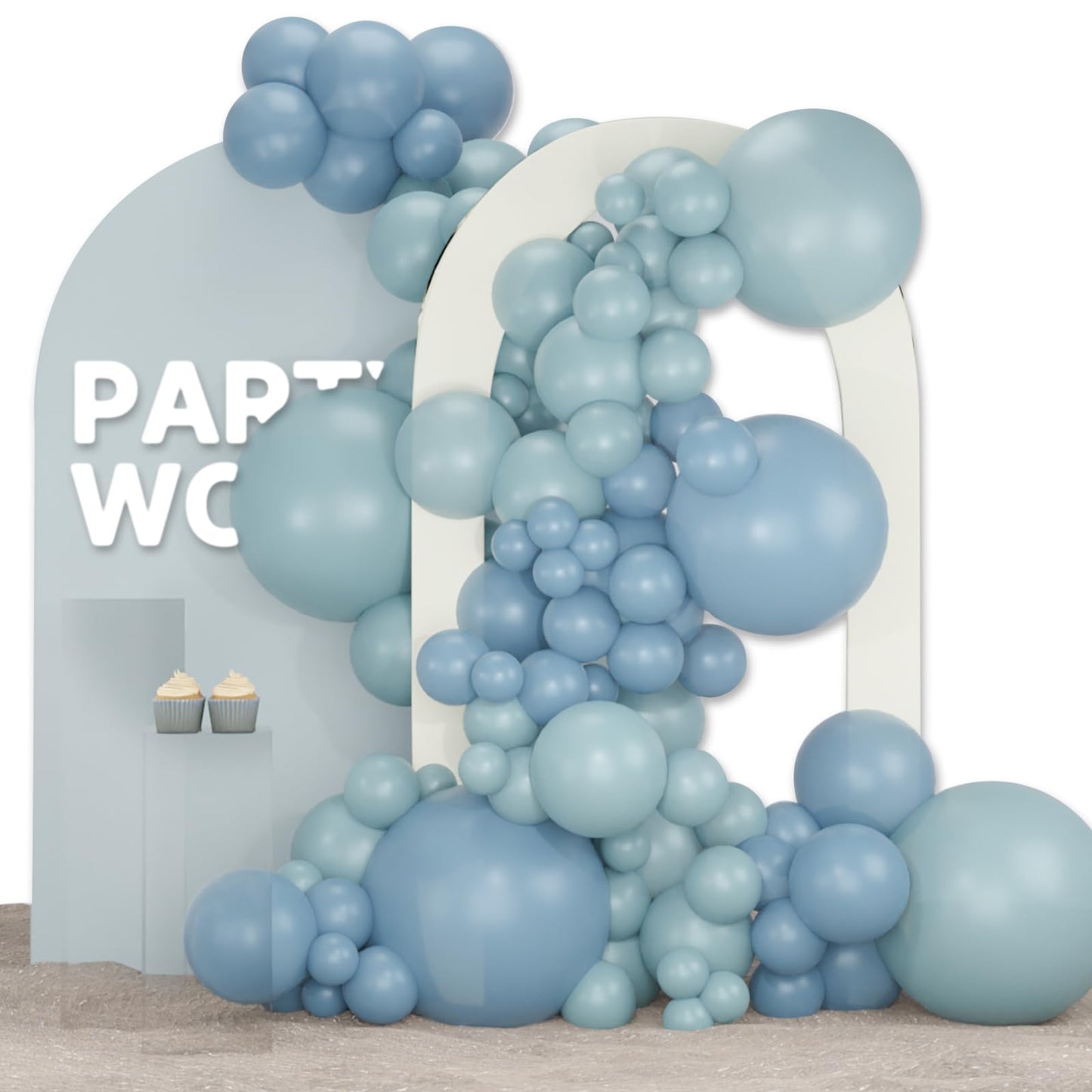 Partywoo Boho Blue Balloons, 140 Pcs Pale Aqua Balloons And Light Grey Blue Balloons Different Sizes Pack Of 18 Inch 12 Inch 10 Inch 5 Inch For Balloon Garland Or Balloon Arch As Party Decorations
