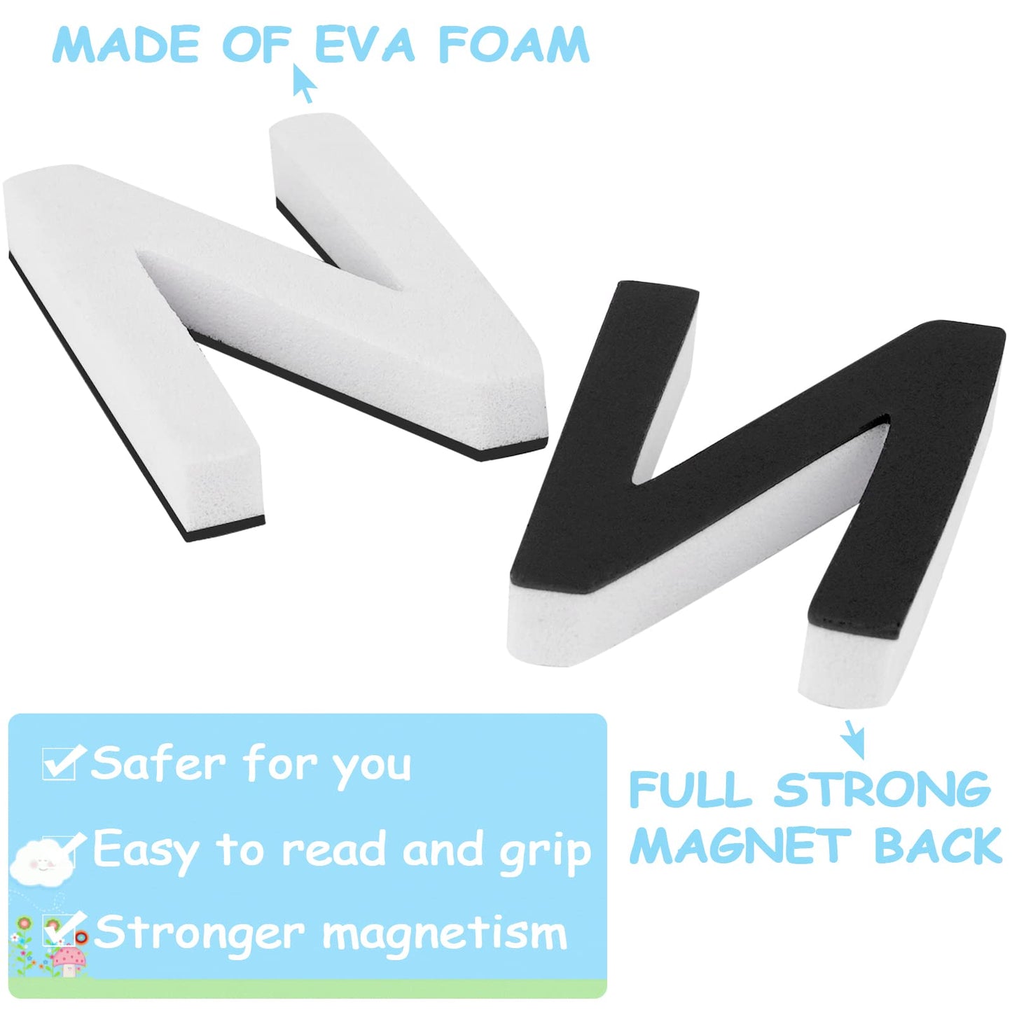 Lzttyee Decorative Magnetic Eva Alphabet Letters/Arabic Numerals For Refrigerator/White Board (117Pcs Letters White)