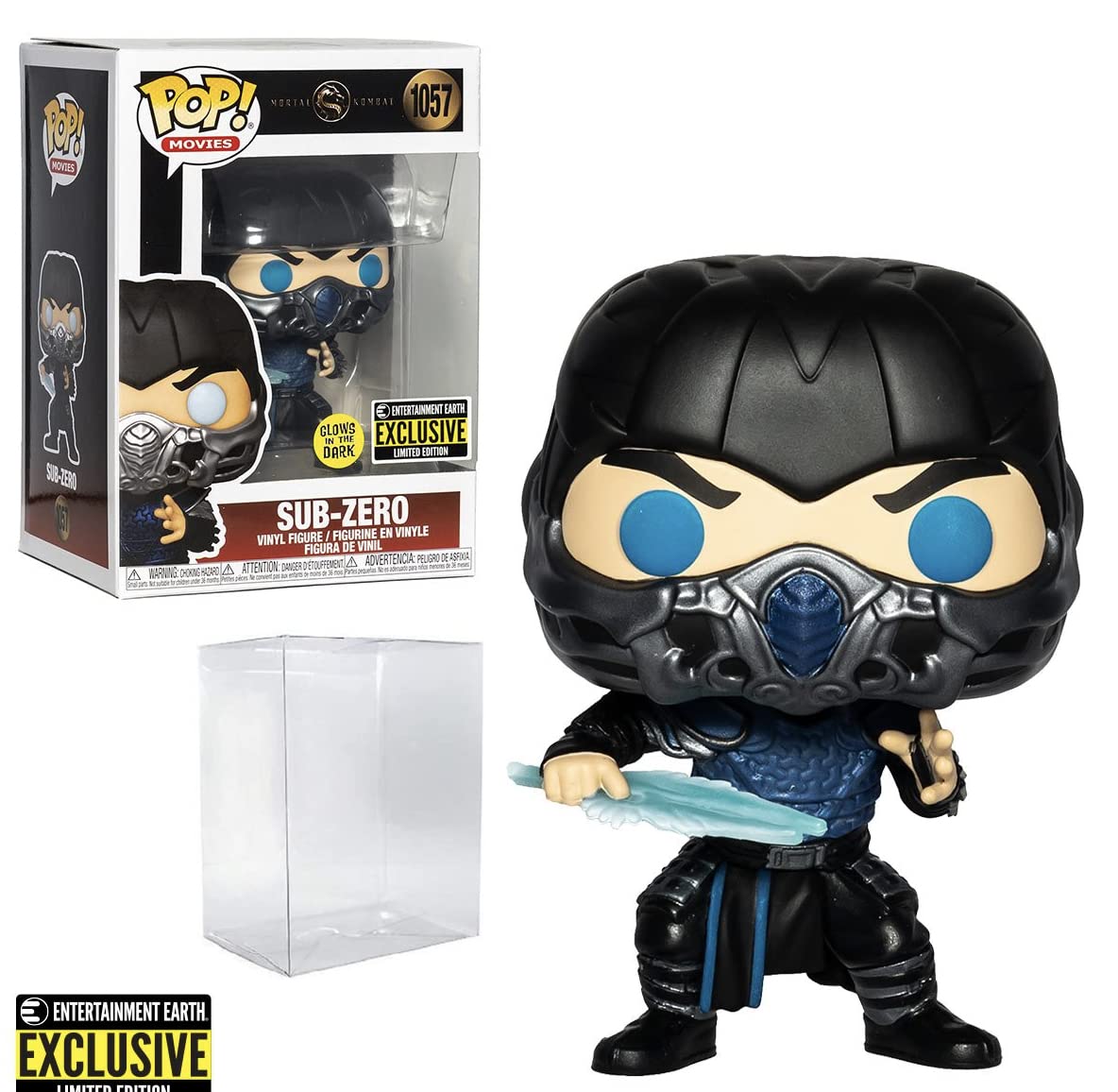 Pop Movies: Mortal Kombat- Sub-Zero Gitd Pop! Vinyl Figure Entertainment Earth Exclusive (Bundled With Ecotek Pop Box Protector