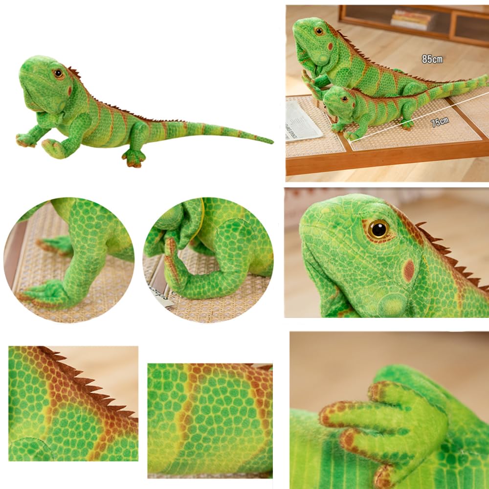 Xshelley Realistic Green Lizard Stuffed Animal Toy, 37.4 inches, Plush Fabric, Chameleon Design, Perfect Wildlife Gift for Kids