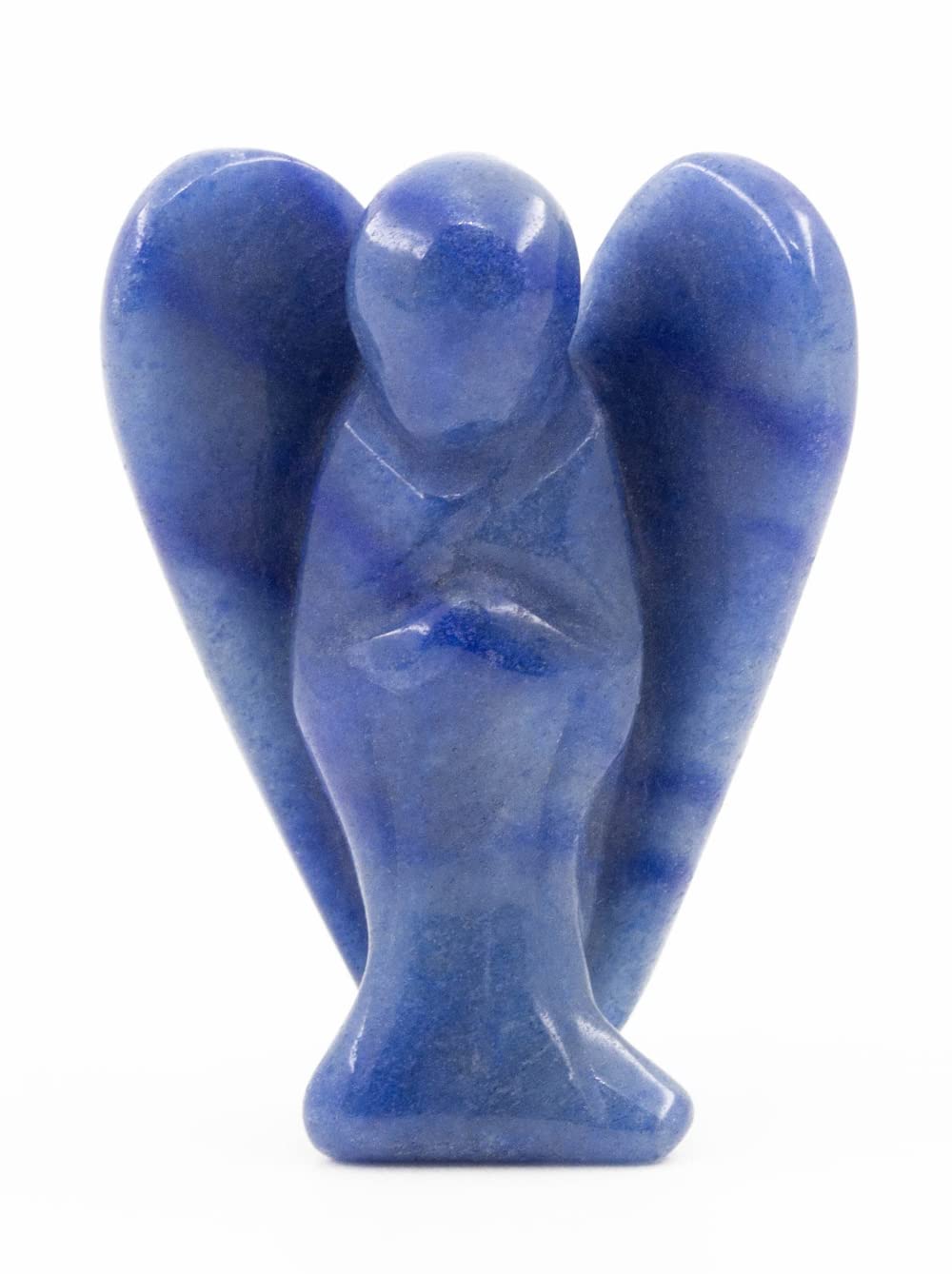 Ouubuuy Blue Aventurine Crystal Angel Figurines Statues Natural Gemstone Carved Pocket Guardian Angel 1.5 inch for Healing Reiki