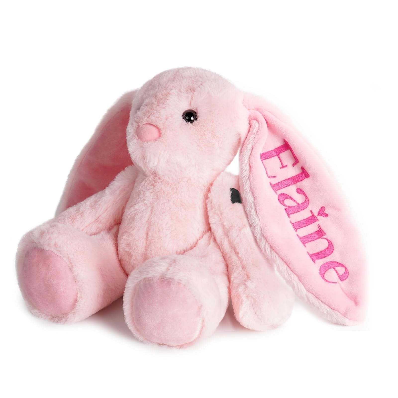 Customizedbee Embroidered Plush Bunny with Childs Name,Personalized Bunny Stuffed Animal,Custom Baby Toys,Soft Plush Rabbit,1 Y