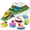 Bath Boat Toy, 11-Piece Set With 4 Mini Cars & 6 Boat Squirters - Floating Toys For Bathtub, Bathroom, Pool, Beach - Toddlers, Boys & Girls