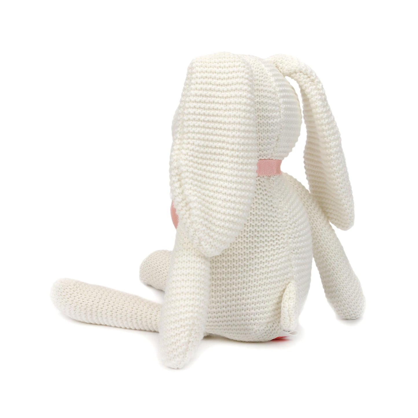 FLUFFYFUN 100% Organic Cotton Baby Toys White Bunny Rabbit Stuffed Animal for Newborn 7.1