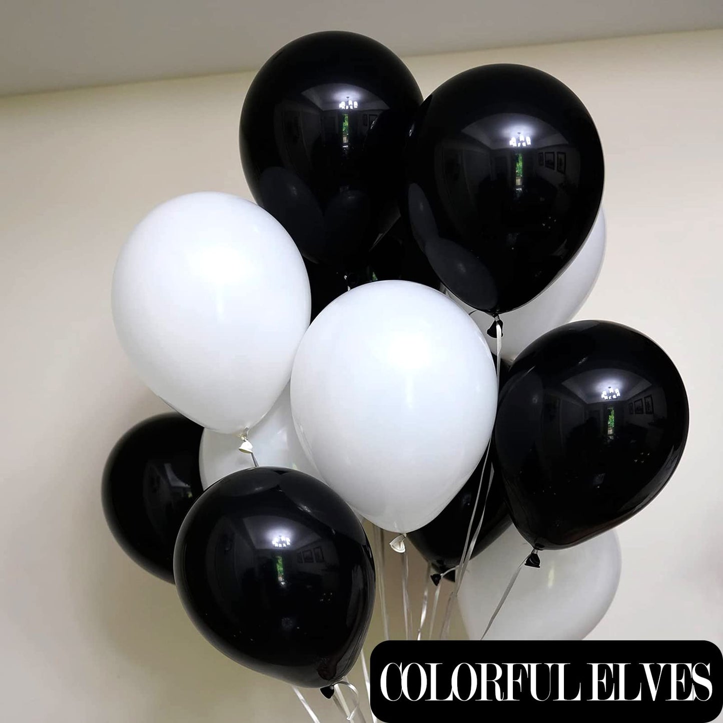 Colorful Elves 12 Inch 100 Pcs Metallic Chrome Black Balloons Latex Helium Shiny Thicken Balloons Party Decoration