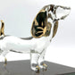 Sansukjai Dachshund Miniature Figurines Dog Animals Hand Blown Glass Art Gold Trim Collectible Gift Decorate (Clear Violet)