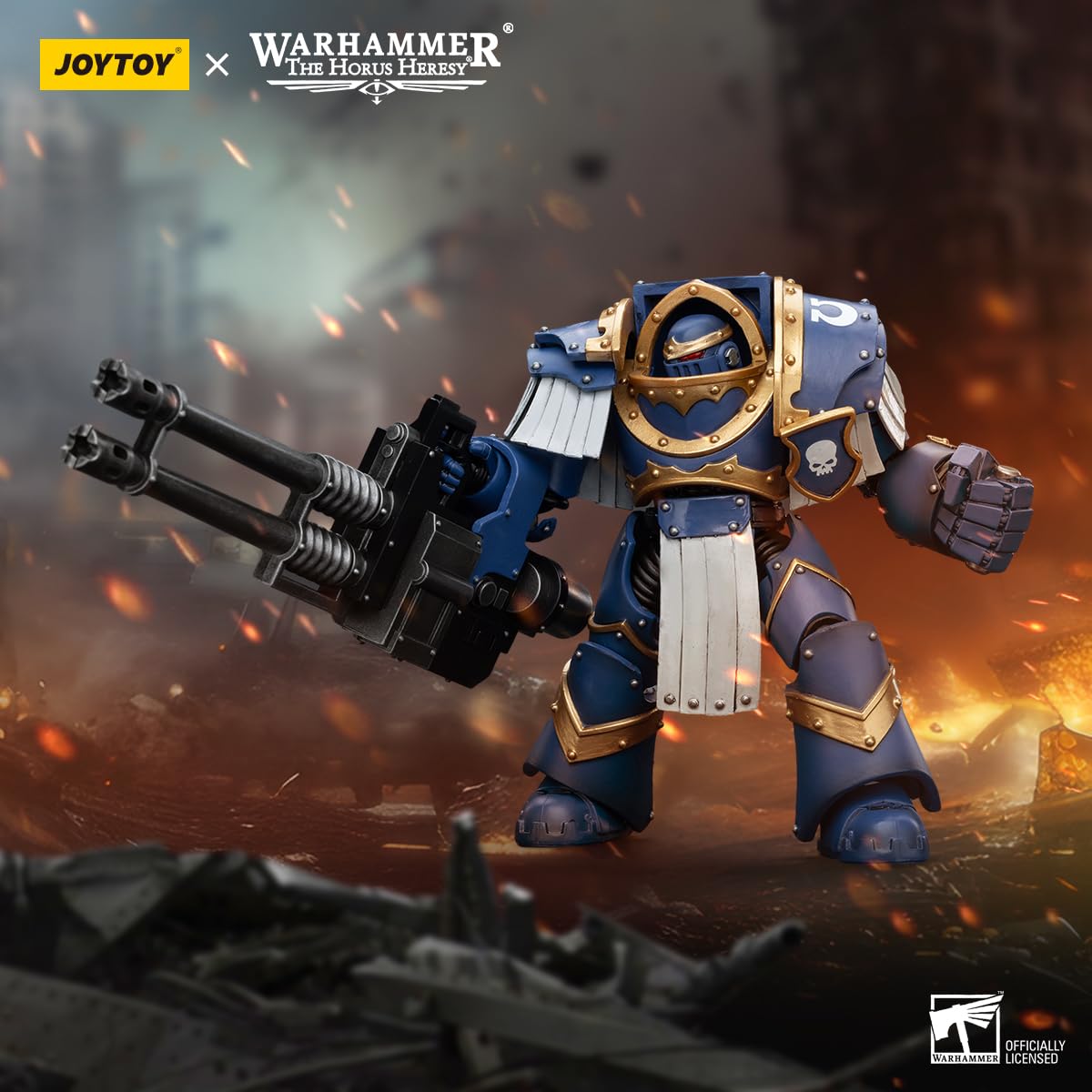 JOYTOY Warhammer Horus Heresy Ultramarines Cataphractii Terminator Squad 5.35in Terminator with Reaper Autocannon 1:18 Scale Act