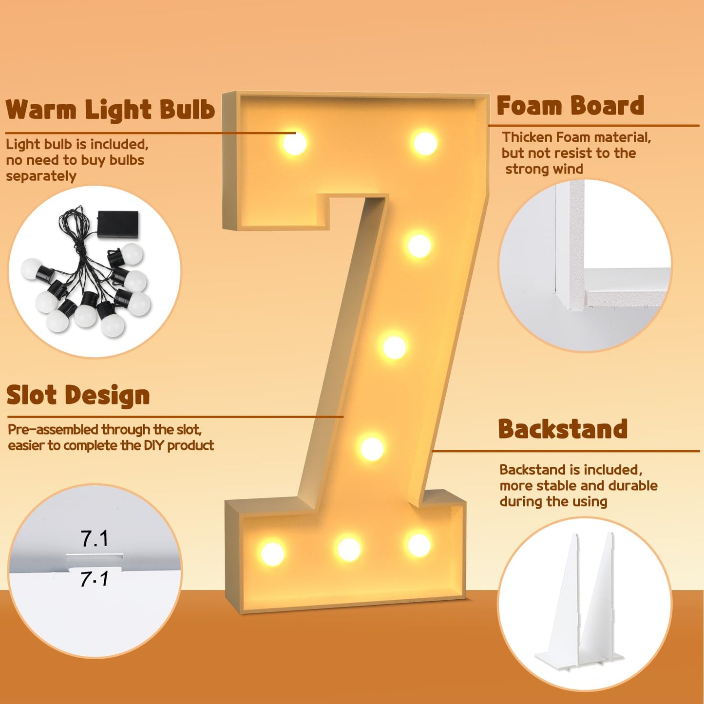 Imprsv 3Ft Light Up Numbers, Marquee Numbers For 70Th Birthday Decorations Anniversary Party Decor, Mosaic Numbers For Balloons