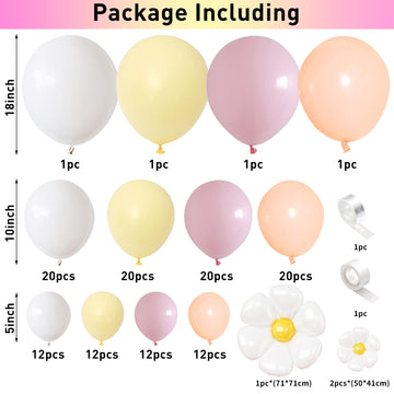 Daisy Flower Balloon Garland Arch Kit 137 Pcs Groovy Flower Foil Balloons Boho Pastel Pink Yellow White Orange Birthday Party De