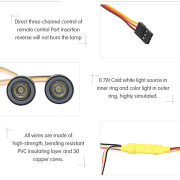 GLOBACT OGRC RC LED Light Kit Headlights Angel Eyes with 12 Modes for Traxxas TRX-4 Axial SCX10 RC4WD 1/10 RC Rock Crawler Car A