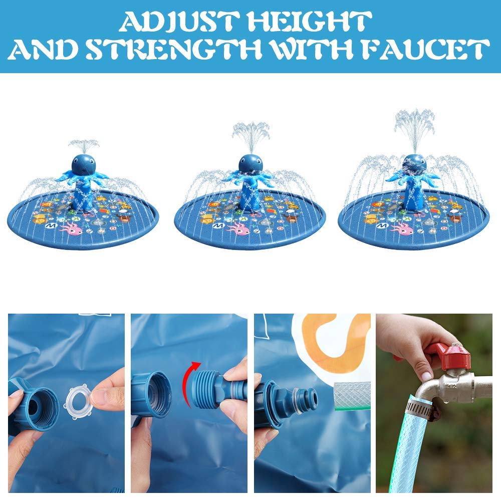 Blasland Splash Pad For Kids, Octopus Sprinkler For Toddlers, 67'' Inflatable Summer Water Toys, Wading Kiddie Pool, Baby Pool,