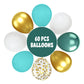 FunHot Teal Balloons, 60 Pcs Metallic Gold & Dark Green, 12 Inch Latex Balloons for Wedding, Birthday, Baby Shower Party Decor