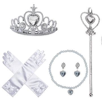 Fanydresswale Princess Elshia Cinderella Hair Queen Dress Up Accessories Set For Girls (Princess White)