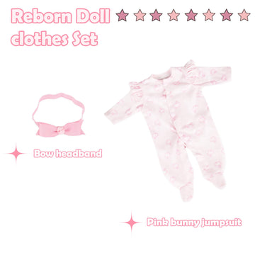 Caranovo Realistic Reborn Baby Doll Clothes 16-18 Inch 2Pcs Pink Outfits Clothing Set Accessories Suitable For Reborn Babies And