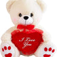 Teddy Bear With Lace I Love You Red Heart (White)