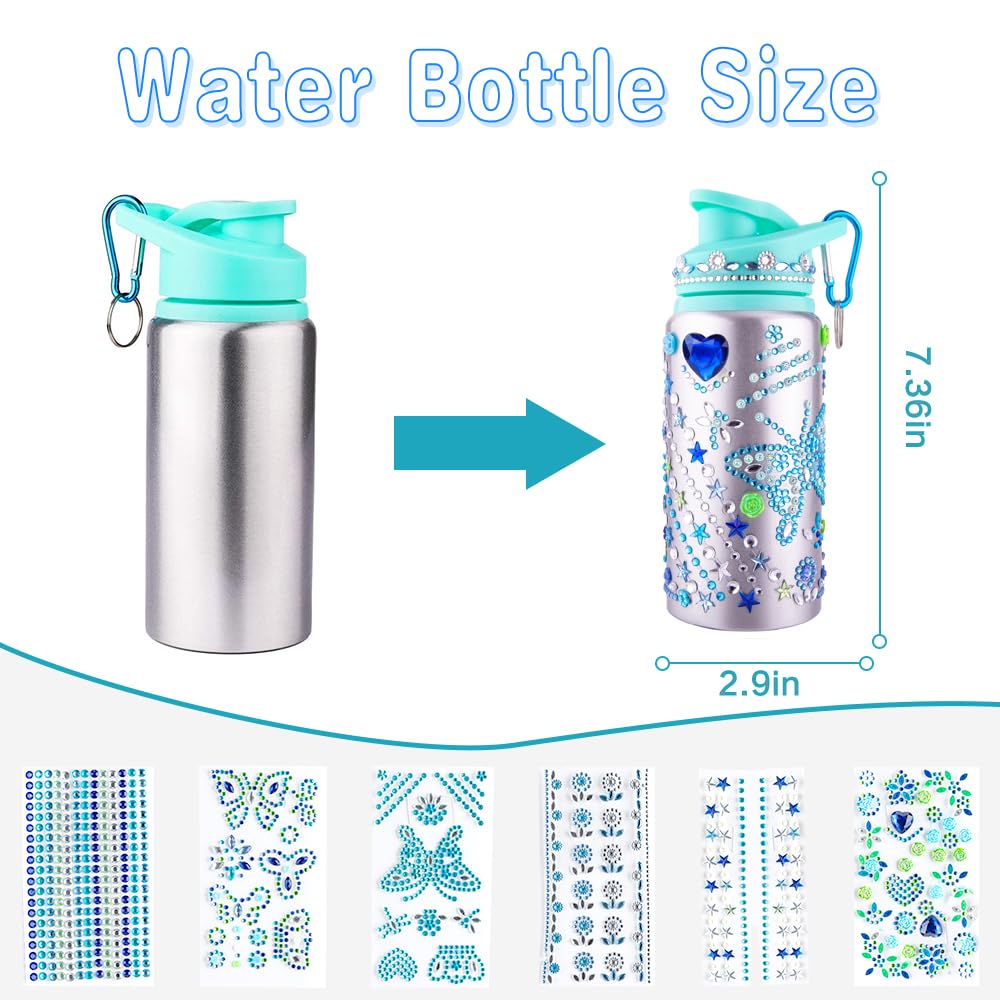 Gift For Girls, 5 6 7 8 9 10 Year Old Girl Birthday Gift, Decorate Your Own Water Bottle With Gem Stickers For Kids, Arts And Cr