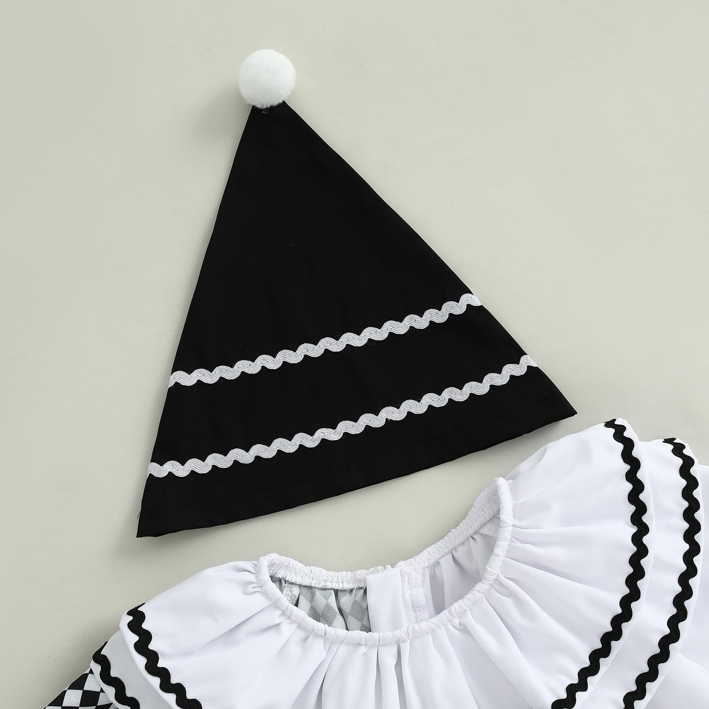 Thorn Tree Toddler Halloween Outfits Baby Boy Girl Clown Costume Contrast Color Long Sleeve Jumpsuit Hat Smocked Outfits (White,