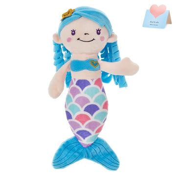 Athoinsu Blue Mermaid Stuffed Animal Soft Cute Mermaid Princess Plush Doll Toy Birthday Valentine'S Day Gifts Decors For Girls Kids Toddlers, 12''