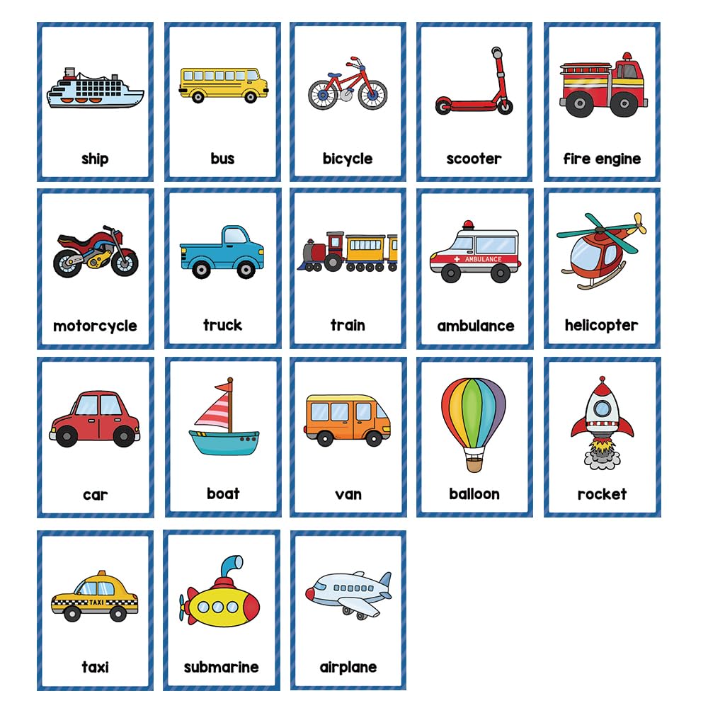 Lachilly Transportations English Learning Flashcards - High Frequency Words, Beginning Reading, Kindergarten Teaching Materials,