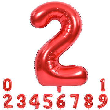 Toniful 40 Inch Red Large Numbers Balloons 0-9, Number 2 Digital 2 Helium Balloons, Foil Mylar Big Number Balloons For Birthday