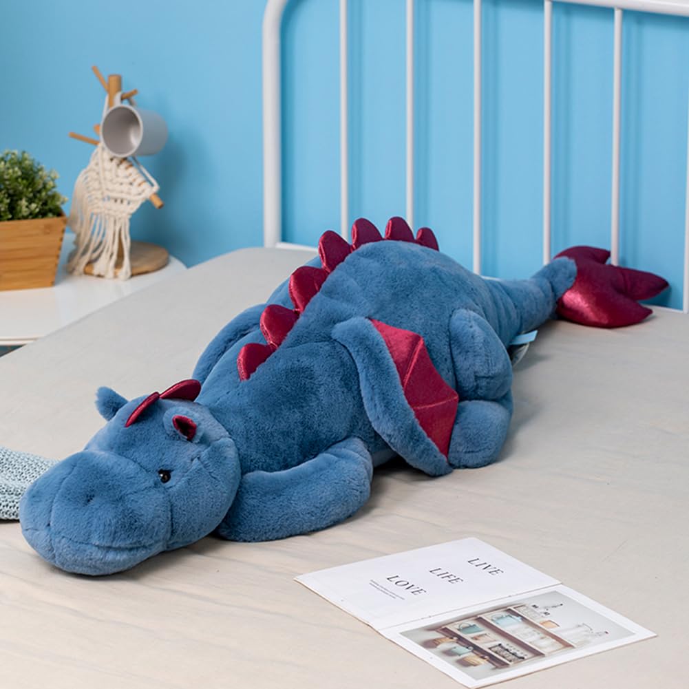 Ololele Dragon Stuffed Animal, 43.3Inches Large Blue Dragon Plush Toy For Kids And Adults