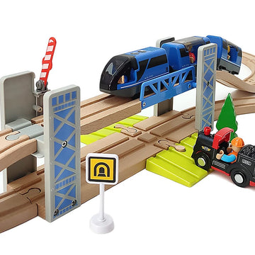 Wooden Train Track Accessories Wooden Crane Toy Set with Train Cars for 3 4 5 Year Old Boys Kids Other Major Wooden Rail Brands