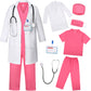 Gorkonpy Doctor Costume For Kids Boys Girls Toddler Doctor Costume With Lab Coat Halloween Party Dress Up (Pink, 8-9 Years)