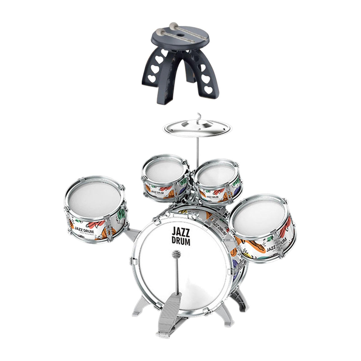 BnfKids Jazz Drum Set Music Enlightenment Development Toy Cymbal Bass Drum Kits Style B|Musical Instruments & Gear|Percussion|Dr