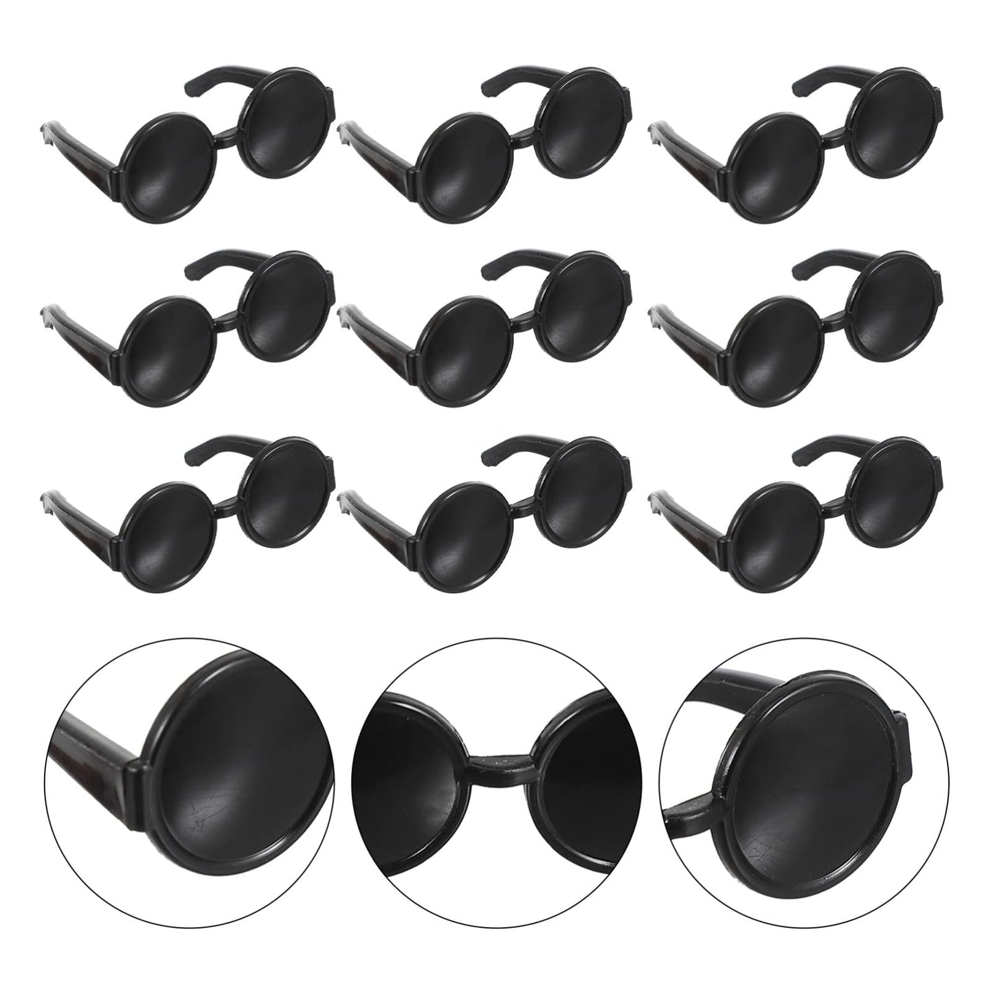 TOYANDONA Mini Sunglasses for Dolls, Black Miniature Sunglasses Bulk Plastic Dressing Glasses Costume Accessories