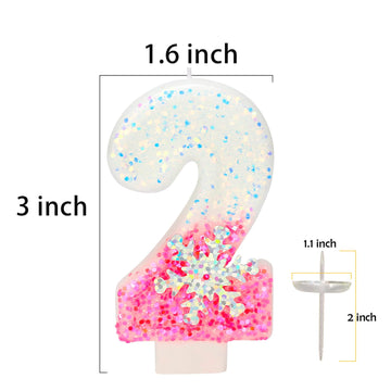 Frozen Themed Birthday Candles, Number 2 Snow Birthday Candle for Party Supplies, Frozen Birthday Party Supplies, 2.76 inch 2nd
