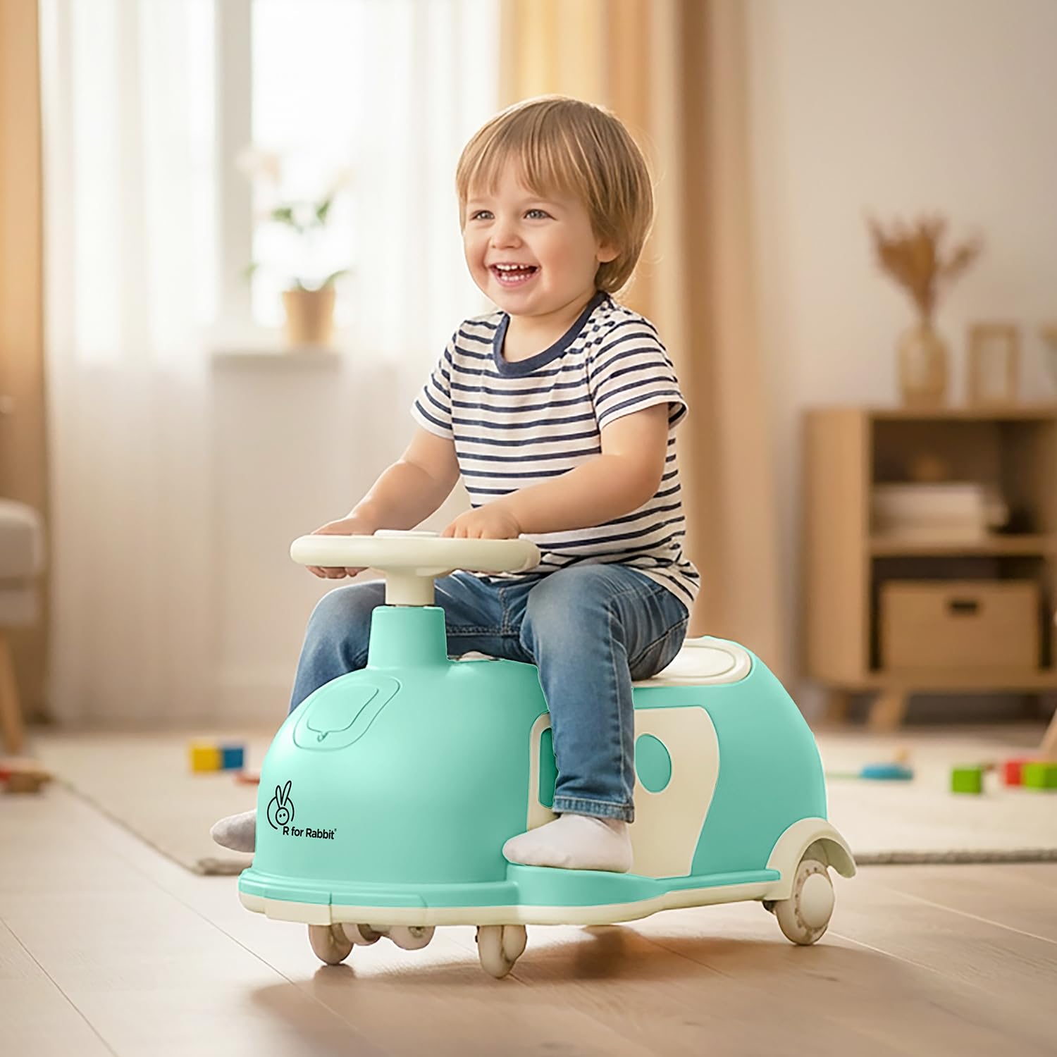 R For Rabbit Iya Iya Caravan 3 In 1 Kids Swing Car, Push & Pull Ride-On With Scratch Free Pu Led Wheels & Abec7 Bearing, Baby Tw