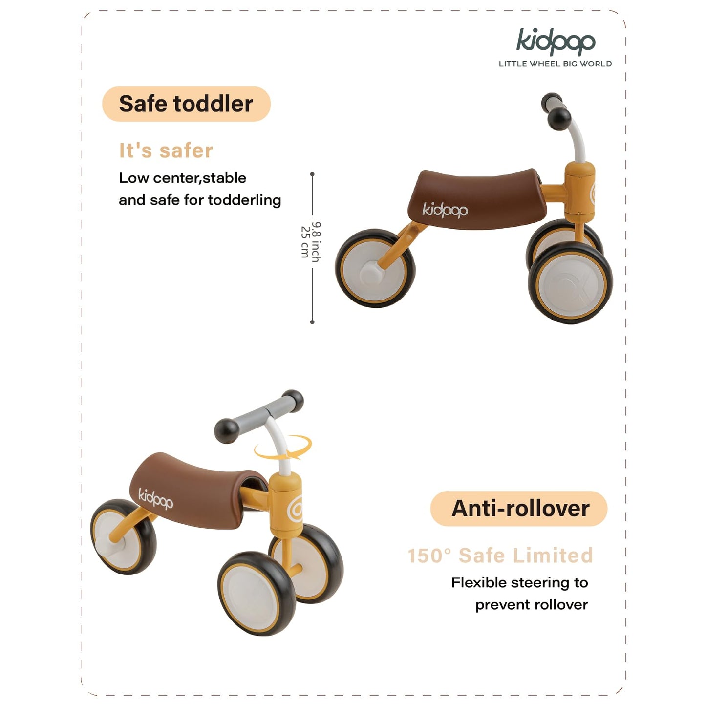 kidpop Bee Baby Balance Bike Toddler for 1 Year Old Kids Ride On Toys First Birthday Gift Toddler First Bike (Yellow)