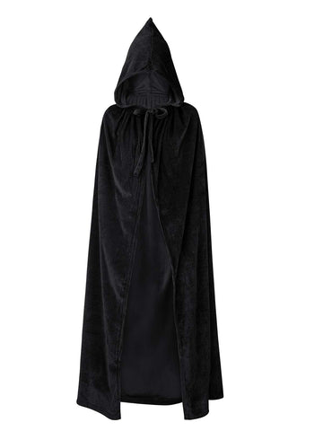 Century Star Kids Hooded Velvet Cloak Cape for Halloween Christmas Role Play Cosplay Dress up 3-16 Years Black X-Large