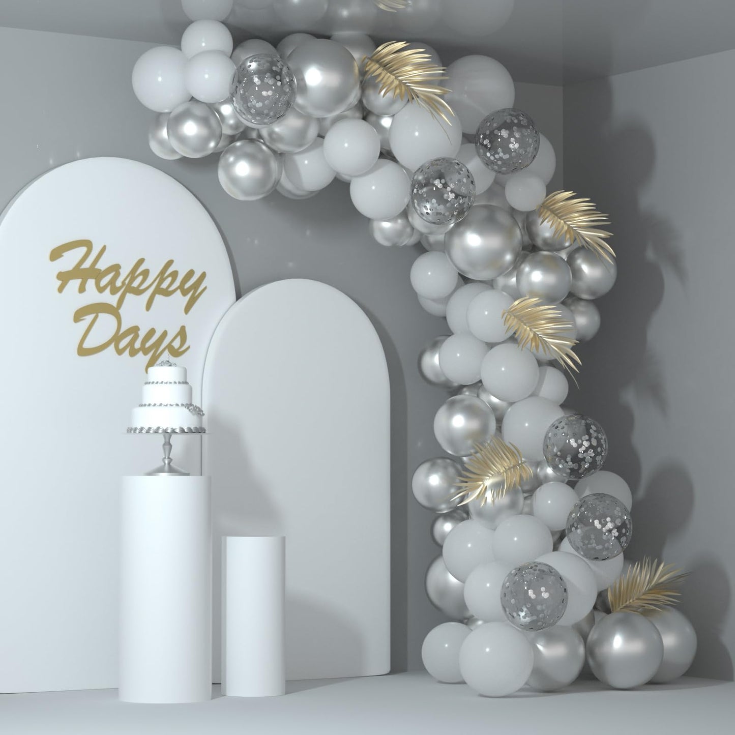 Neburora White And Silver Confetti Balloons 60Pcs 12Inch White Metallic Silver Confetti Balloons For Wedding Engagement Graduati