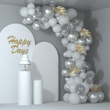 Neburora White And Silver Confetti Balloons 60Pcs 12Inch White Metallic Silver Confetti Balloons For Wedding Engagement Graduati