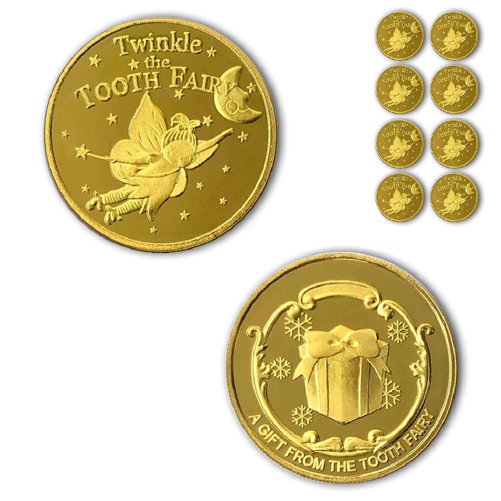 Nlr Fun Tooth Fairy Coins Classic Tooth Fairy Golden Coins, Keepsake For Lost Tooth Kids (8 Pcs)