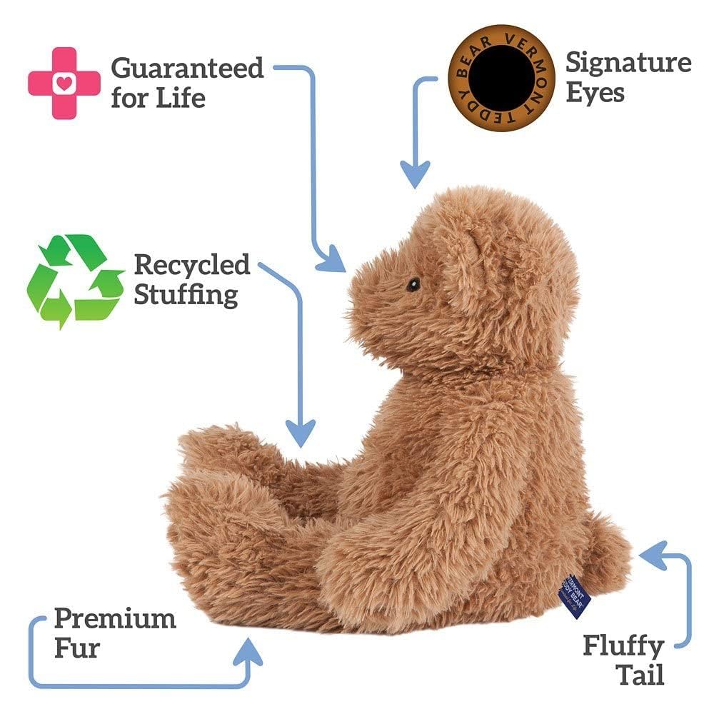 Vermont Teddy Bear 18" Super Soft Plush Almond Brown Teddy Bear - Cozy Stuffed Animal, Crafted in the USA, Model VTB-22800-CN
