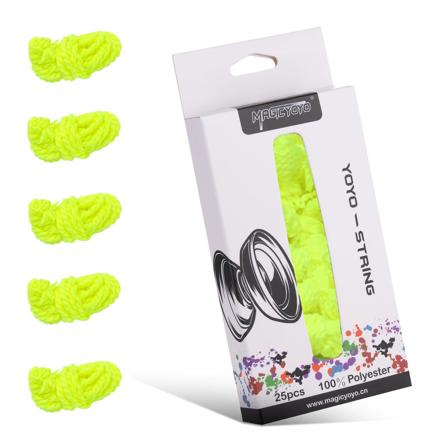Magicyoyo 100% Polyester Professional Yoyo Strings For Responsive And Non Responsive Yoyos - Pack Of 25 Color Yellow