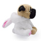 Yonlit Adorable Pug-Bunny Stuffed Animal Dressed In A White Rabbit Outfit, Super Cute And Soft Plush Puppy Bunny For Easter Bask